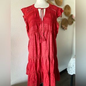 NEW Knox Rose Dress in Orange Red with Tie Front Boho Size XXL